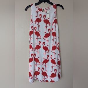 NWT! Maeve Sleeveless Linen Blend Printed Shift Mini Dress, Red Flamingo (M)